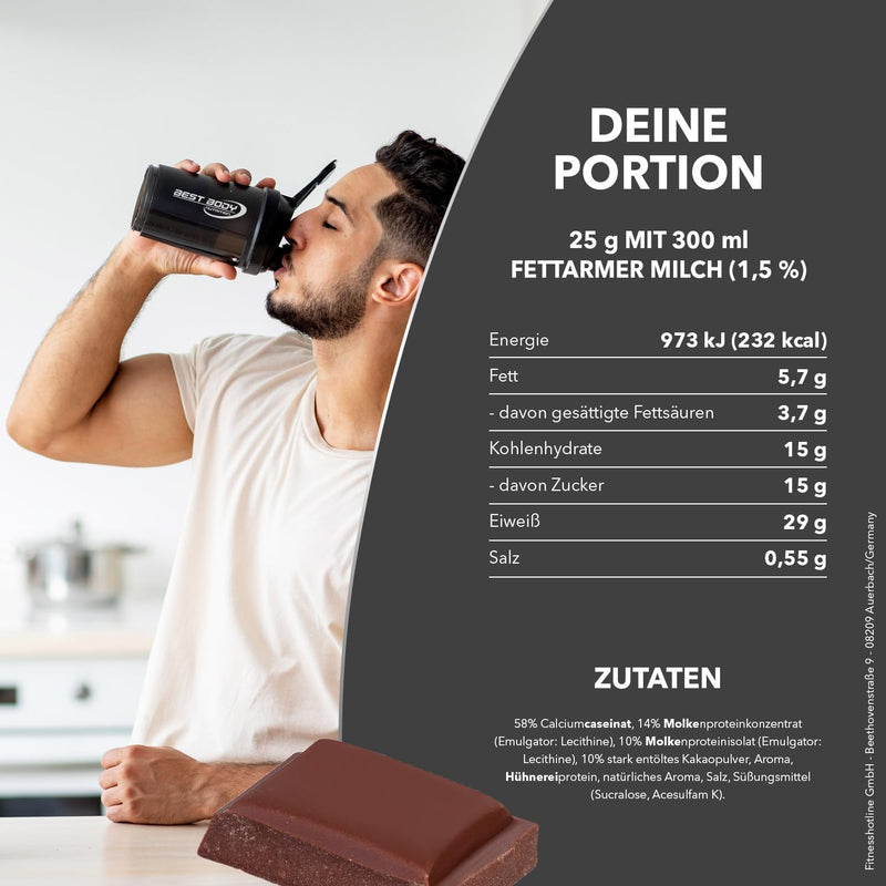 Best Body Nutrition Gourmet Premium Pro Protein, Milk Chocolate, 4 Component Protein Shake: Caseinate, Whey Concentrate, Whey Isolate, Egg Protein, 500 G (Pack Of 1) - NewNest Australia