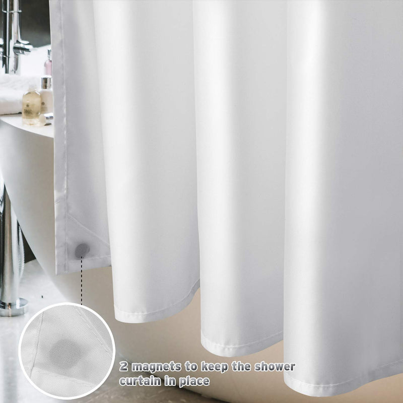 Titanker Shower Curtain, Fabric Shower Curtain Liner with 2 Magnets, Waterproof Polyester Shower Curtains Bathroom 85GSM Shower Curtain Liners, Machine Washable, 70 x 72 Inches, White 85g per square meter - NewNest Australia