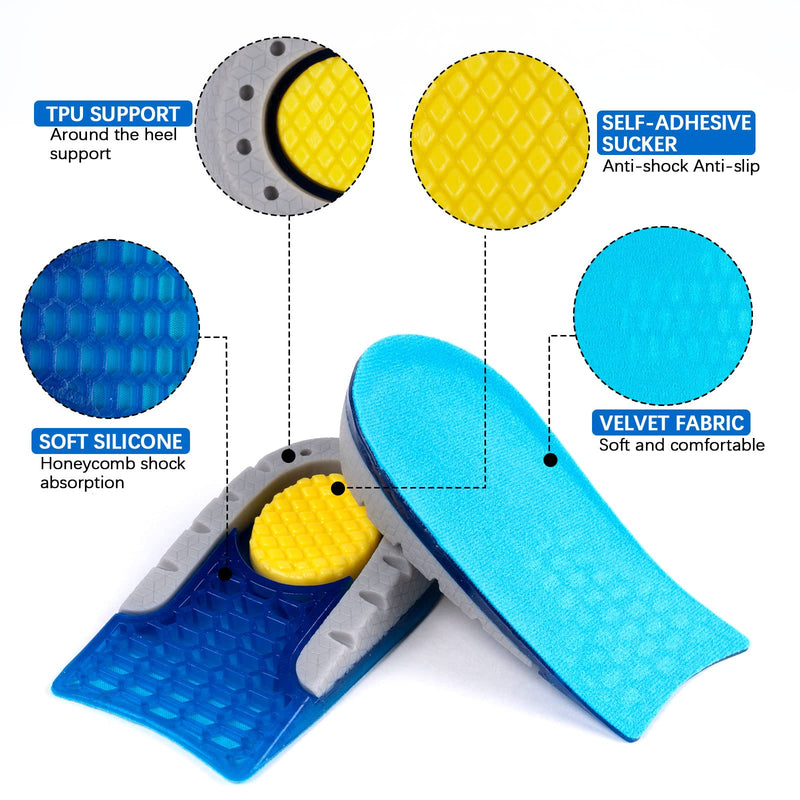 Altartar Heel Spur Insoles Orthopedic Gel Insoles, Heel Pad Heel Cushion for Shoes Heel Protection Silicone Women Men Heel Wedge Heel Raiser 15 mm for Relieving Plantar Fasciitis Blue 1.5 cm - NewNest Australia