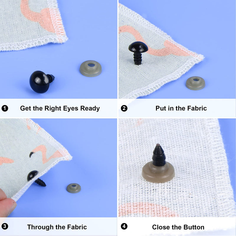 UPINS 90Pcs Large Safety Eyes and Noses Kit Black Plastic Craft Dolls Eyes for DIY Puppets Bear Crafts Stuffed Animals Amigurumi Making Supplies - NewNest Australia