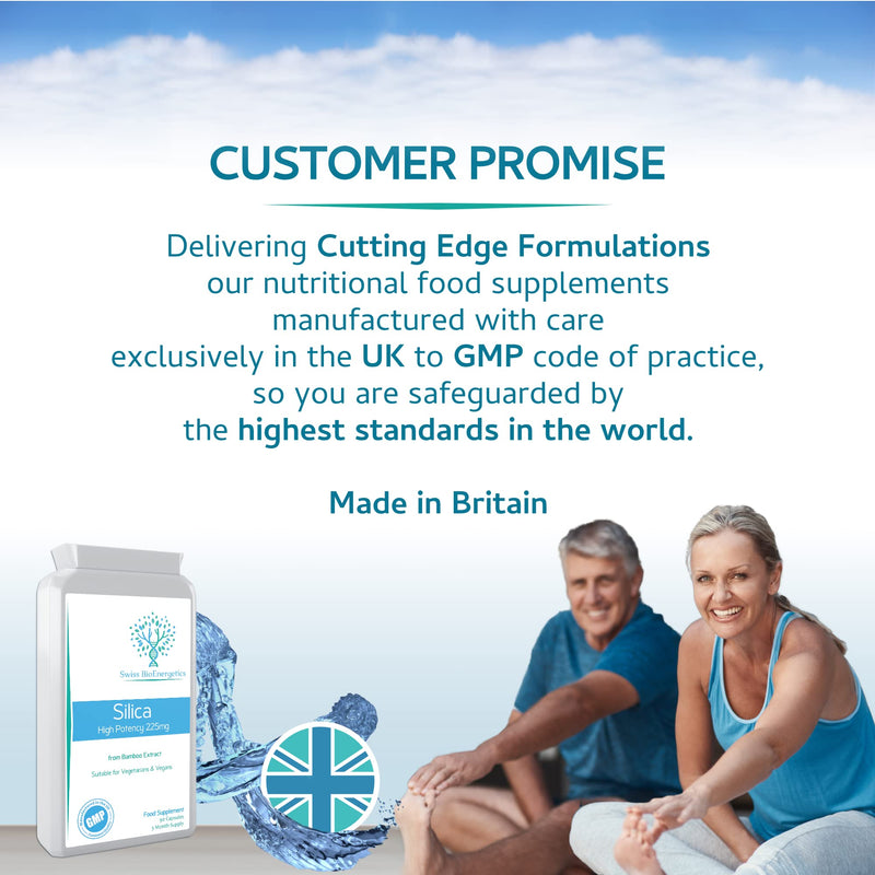 Silica 225mg - A Potent Highly Bioavailable Form - Naturally Sourced from Bamboo Extract - 90 One-A-Day Vegan Capsules – Exclusively Manufactured in The UK - NewNest Australia