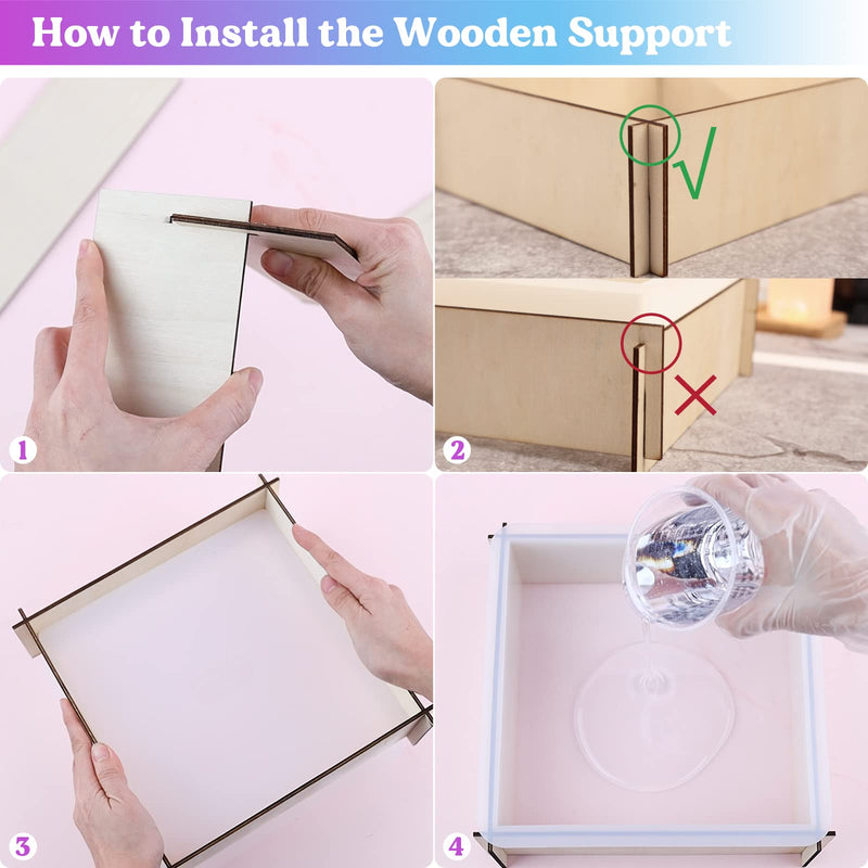 LET'S RESIN Large Square Silicone Molds for Resin, Glossy Deep Square Molds 8''x 3'' w/ Wooden Support, Large Epoxy Resin Molds for Flowers Preservation, Resin Casting Molds for DIY Home Décor - NewNest Australia