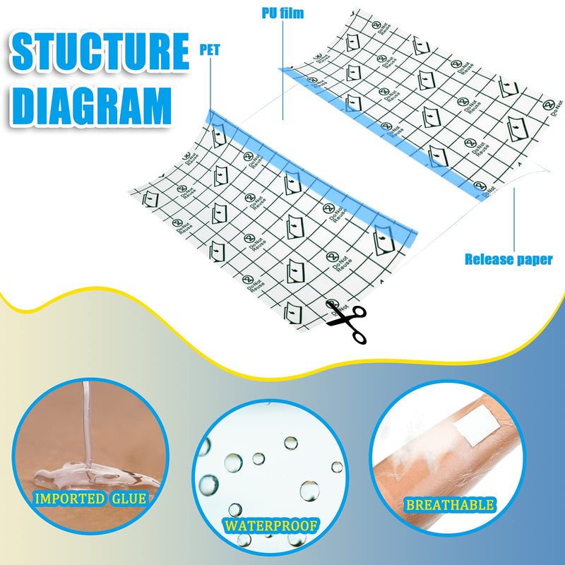 50 Pieces Waterproof Adhesive Bandages Transparent Stretch Bandages Protective Clear Films Dressing Tattoo Bandages Cover Dressing Tapes for Shower Swimming (4 x 4 Inch) 4 x 4 Inch - NewNest Australia