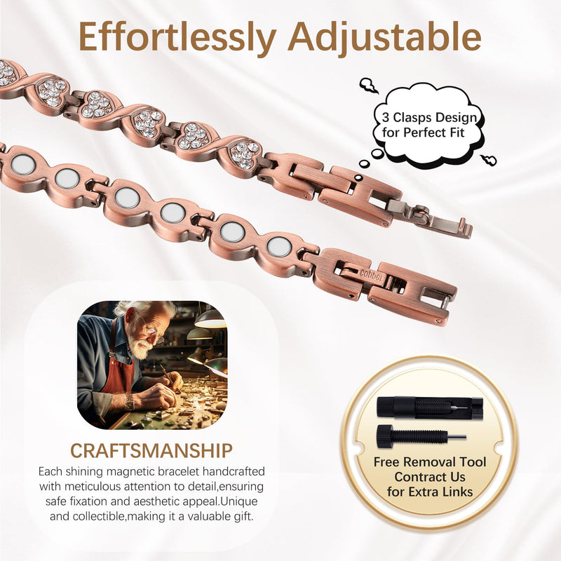 Jeracol Copper Magnetic Bracelet for Women, Infinite Love Design Women Magnetic Wristband with Ultra Strength 3800 Guass Magnets, Brazaletes Jewelry with Remove Tool & Gift Box (Copper1) Copper1 - NewNest Australia