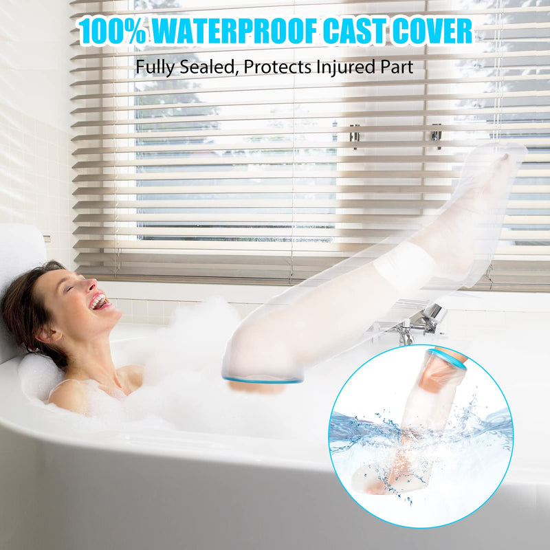 BESUMYN Waterproof Short Leg Cast Cover for Shower: Bandage Protector for bathing, Plaster Cast Cover Clear Cast and Dressing, Reusable Watertight Protection Dry for Broken Knee, Ankle, Foot - NewNest Australia