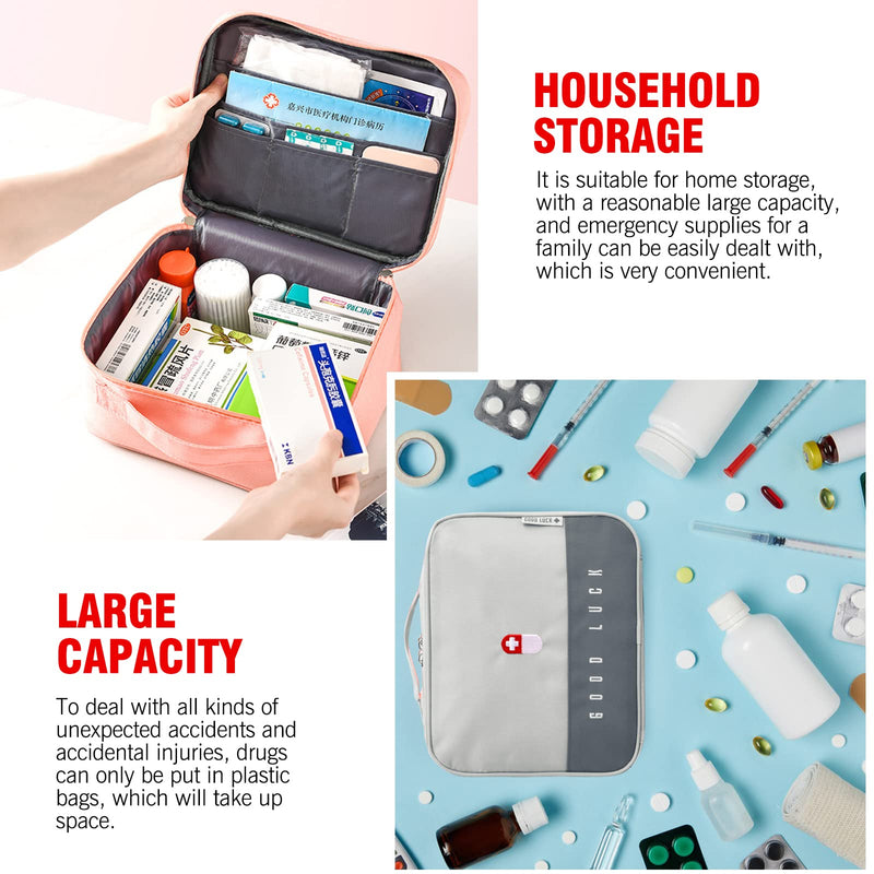 Medication Bag, Large Capacity Waterproof Travel Pharmacy Bag, First Aid Bag, Portable Medicine Bag, Emergency Bag, First Aid Kits For Home, Travel, Office (25 X 20 X 13.5 Cm) (Grey) - NewNest Australia