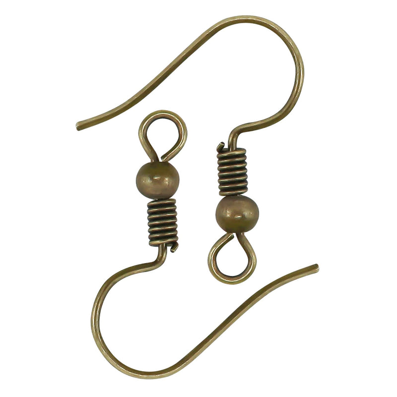 TOAOB 100pcs Earring Hooks Hypo Allergenic French Ear Wires with Ball and Coil 18mm Antique Bronze Fish Hook Earrings Making Supplies Jewelry Findings - NewNest Australia