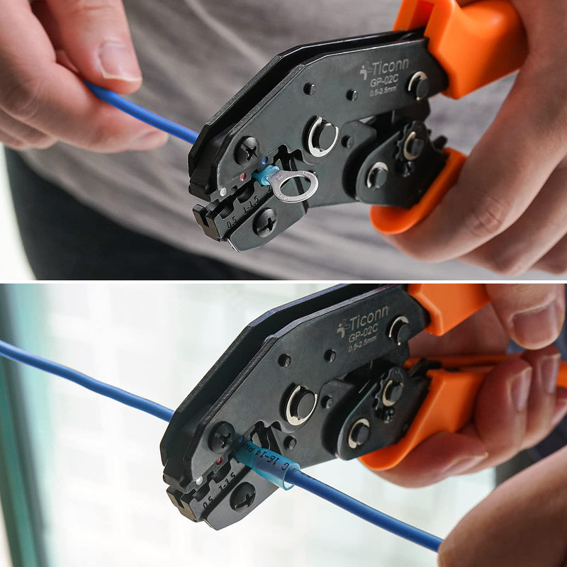 TICONN Crimping Tool for Heat Shrink Connectors - Ratcheting Wire Crimper - Crimping Pliers - Ratchet Terminal Crimper - Wire Crimp Tool (02C, Orange) 02C - NewNest Australia
