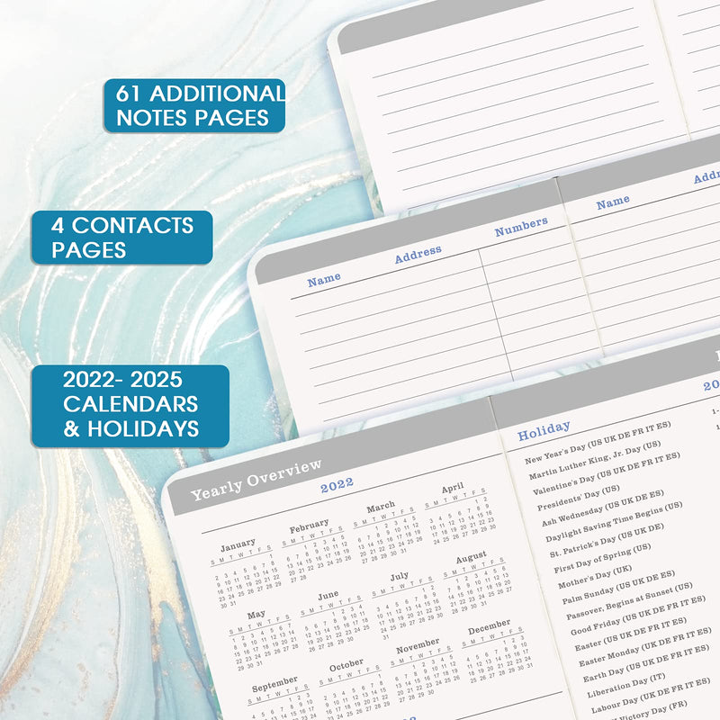 2022-2025 Pocket Planner/Calendar - 3 Year Academic Monthly Planner, Jul 2022 - Jun 2025, 6.3" × 3.8" Calendar Planner, 61 Note Pages, 2 Book Marks, Pen Loop, Inner Pocket, Perfect Organizer for Purse Blue - NewNest Australia