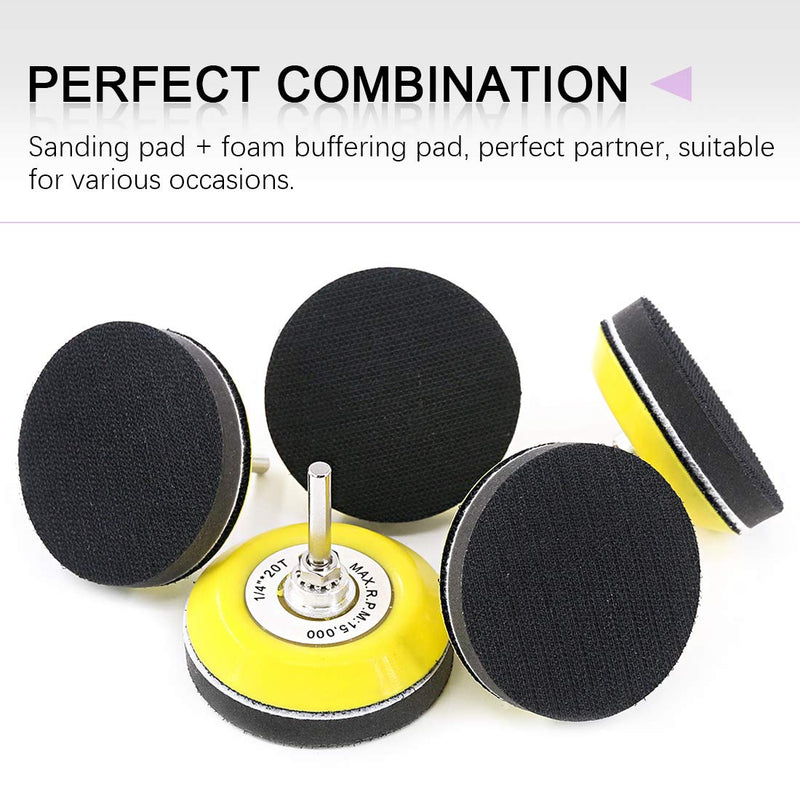 Swpeet 10Pcs 3 Inch (75mm) Sanding Discs Pad Kit, Including 5Pcs 1/4" Shank Drill Attachment Backing Pads and 5Pcs Soft Foam Layer Buffering Pad for Hook and Loop Sanding Pad Drill Grinder - NewNest Australia