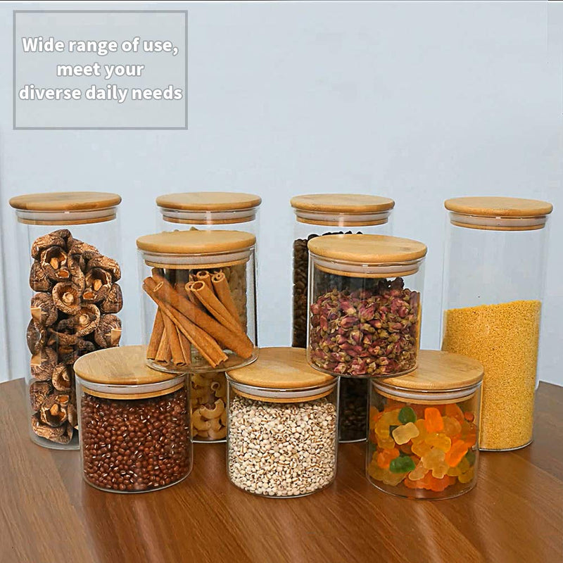 NewNest Australia - Food Storage Jar, 18.6 FL OZ (550 ML), [Thickened Version] 77L Glass Food Storage Jar with Airtight Seal Bamboo Lid - Modern Design Clear Food Storage Canister for Serving Tea, Coffee, Spice and More 