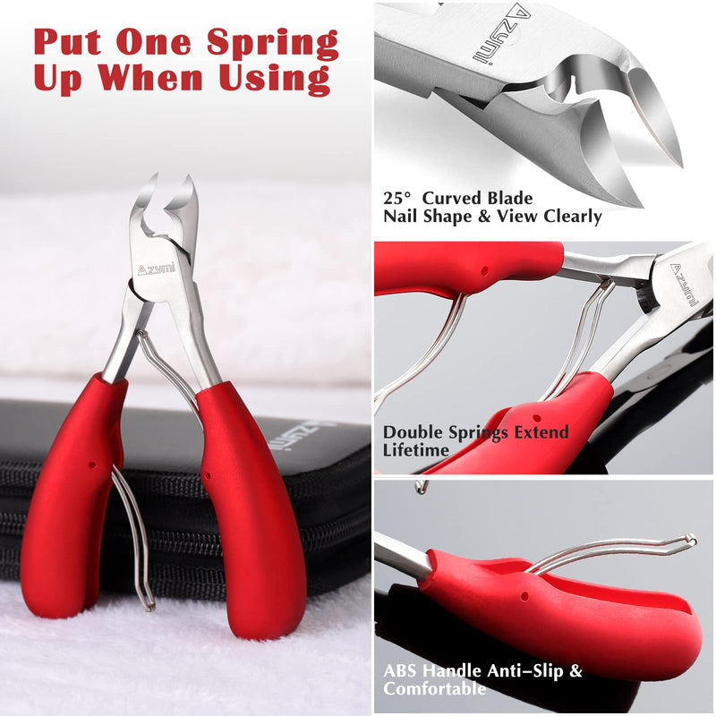 Toenail Clippers for Thick Nails, Azymi Podiatrist Toenail Clippers Scissors Set for Men Women Ingrown Thick Toenail Treatment, Sharp Curved Blades Wide Jaw Opening Non-slip Handles Red - NewNest Australia