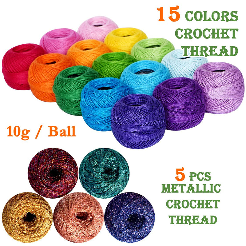 COLORED BIRD 20 Pack Crochet Thread Craft Yarn for Knitting and Crochet Perfect Beginner Kit Bag kit 4 - NewNest Australia