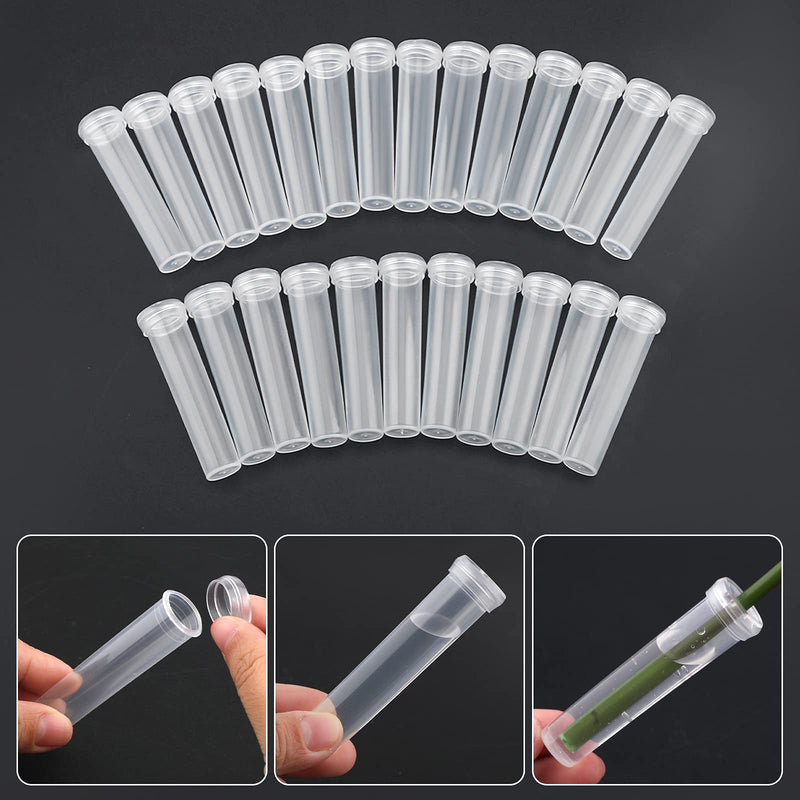 AIEX 48pcs Floral Water Tubes Reusable Plastic Flower Tubes with Silicone Cap for Flowers Plants 7.2x1.8cm/2.8x0.7inch(White Clear) - NewNest Australia