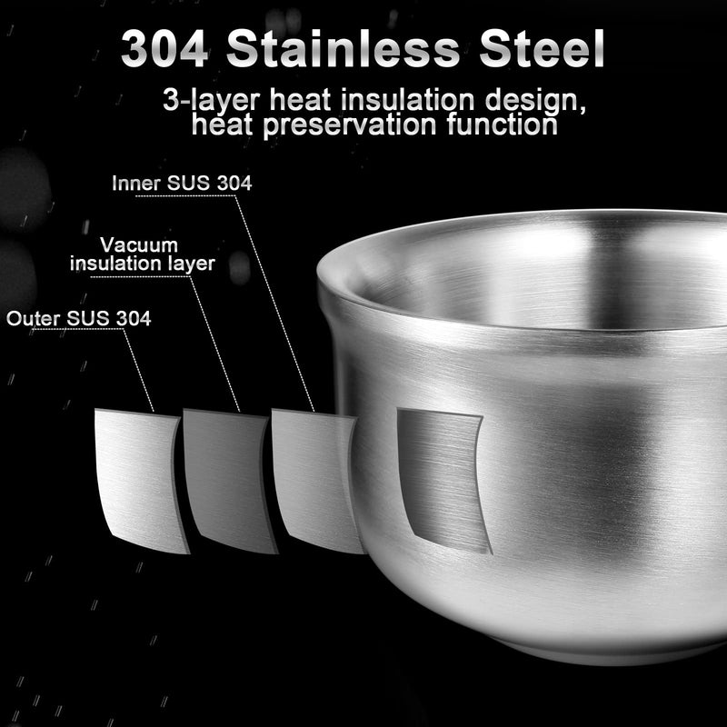 GRUTTI shaving bowl, 3-layer stainless steel shaving pot, high-quality bowl for whipping foam, suitable for any shaving soap, shaving soap bowl, 12.5 cm (4.92 inches) 12.5 cm (pack of 1) - NewNest Australia
