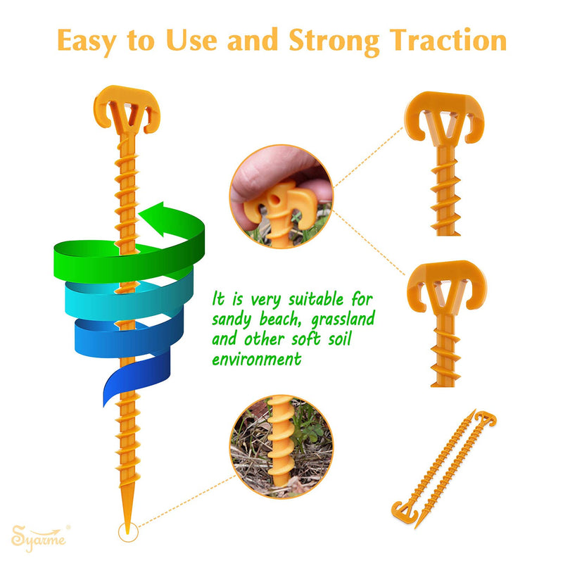 Sand Stakes Beach Ground Anchor 11" Sand Stake,On The Beach and Lawn for Securing Animals,Tents,Canopies and Beach Blankets Etc,Tent Stakes 10pc-Pack Spiral Anchor Stakes,Includes Brush and Bag L - NewNest Australia