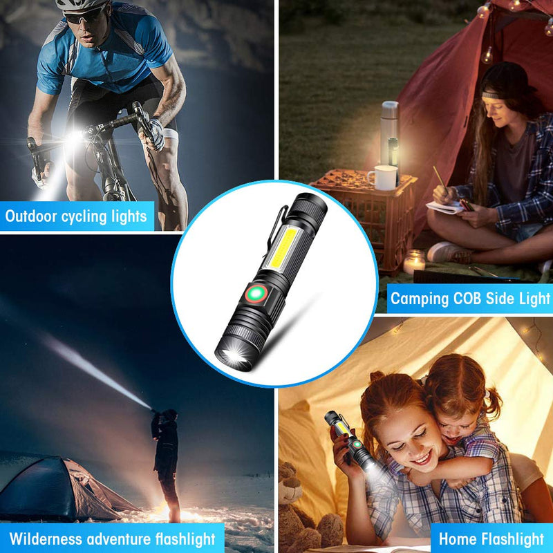 LED Rechargeable Flashlight (18650 Battery Included), EDC Magnetic Flashlight, Super Bright Tactical Flashlight 1000 Lumen, 4 Modes, Zoomable, Waterproof Flash Light for Camping & Emergency [2 Pack] 2 - NewNest Australia