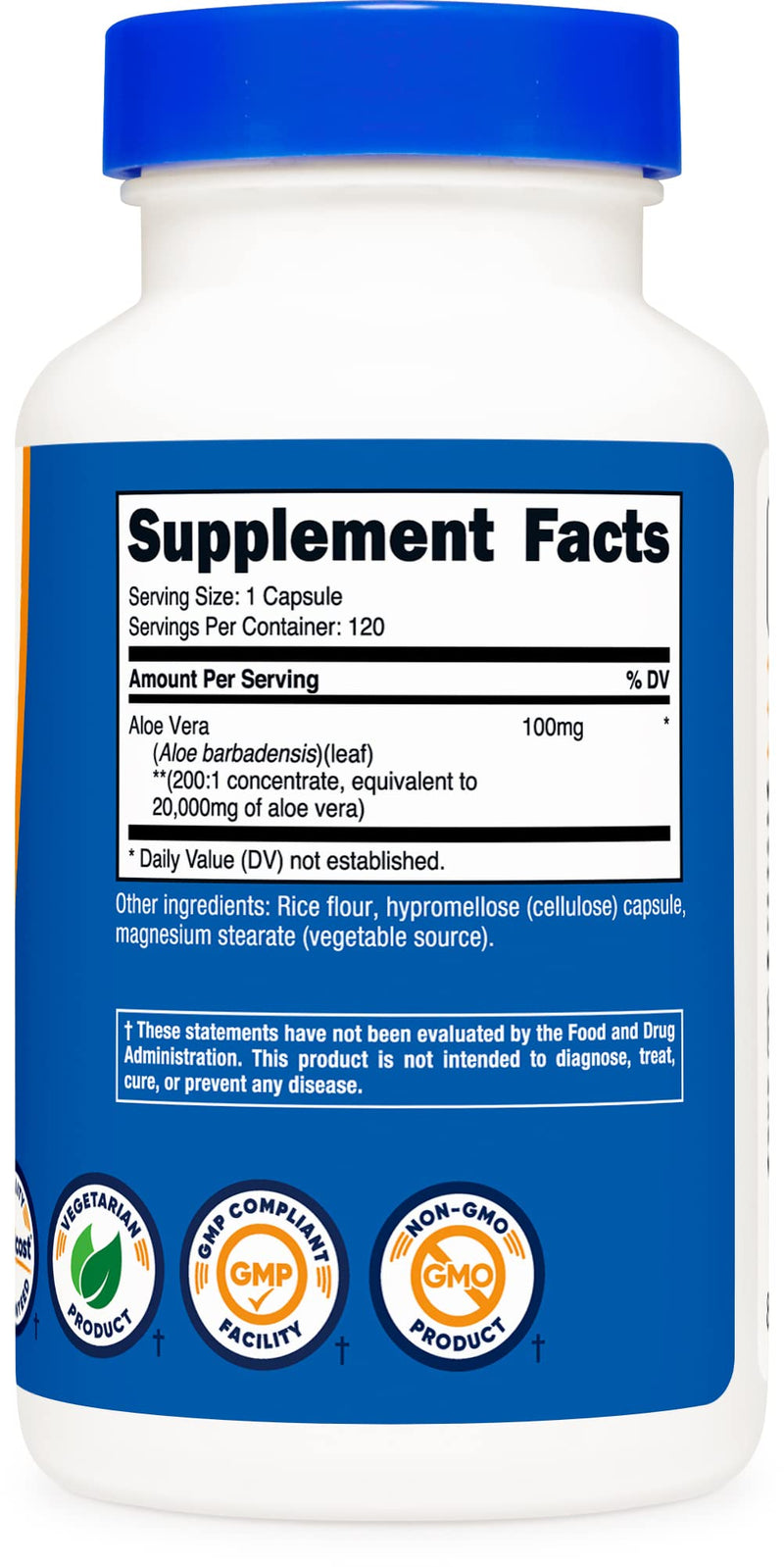 Nutricost Aloe Vera 20,000mg, 120 Capsules - Gluten Free, Non-GMO, Vegetarian Friendly (100mg of 200:1 Extract) - NewNest Australia