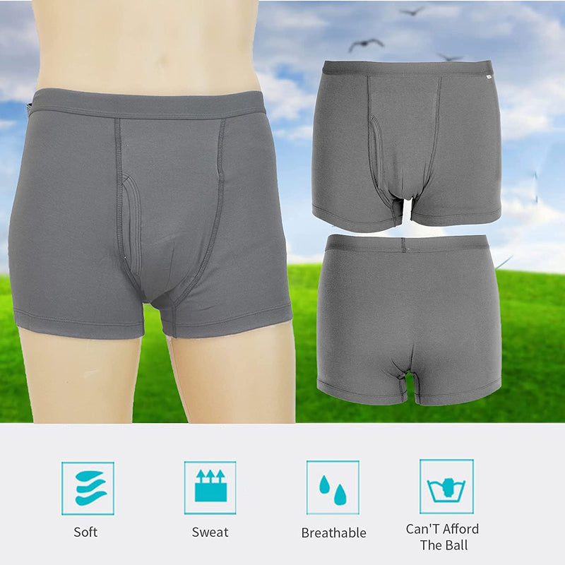 Incontinence Boxers Men,Men's Incontinence Underwear, Reusable Washable Urinary Incontinence Cotton Boxer Brief Underwear with Front Absorbent Area for Prostate Surgical, Elder, Long Driving(XXL) - NewNest Australia