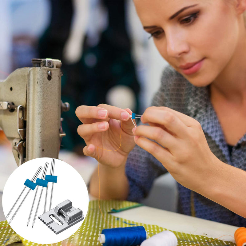 15 Pieces Sewing Machine Twin Needle Double Stretch Twin Needle Pins with 2 Pieces 9 Groove Pintuck Presser Foot for Household Sewing Machine Accessories , 3 Sizes Mixed 2.0/90, 3.0/90, 4.0/90 - NewNest Australia