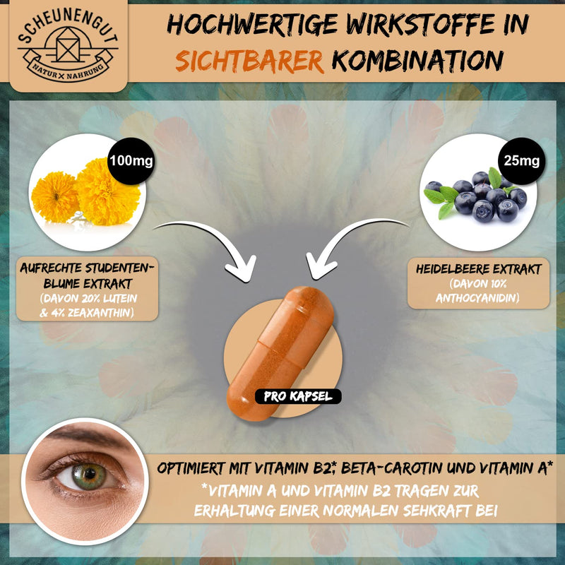 Adlerauge Eye Vitamins High Dose Important: Laboratory-Tested 5-Way Eye Complex With Lutein, Zeaxanthin, Blueberry Extract, Beta Carotene, Vitamin A & Bi 120 Pieces I Vegan & From De I Schwanzength - NewNest Australia