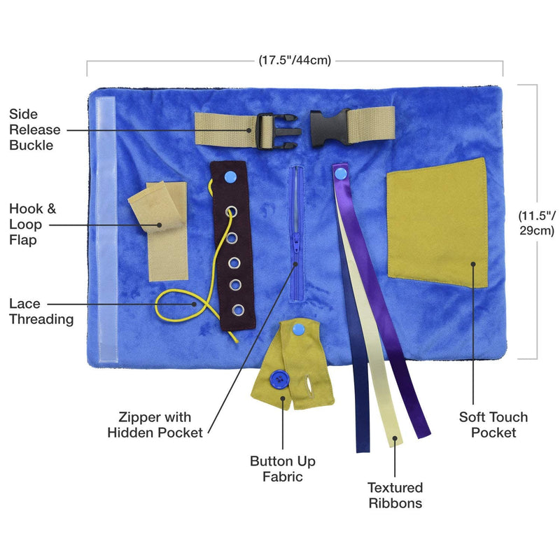 Modaliv – 2-in-1 Fidget Mat and Muff – Alzheimer’s and Dementia Activities for Seniors – Fidget Blanket for Adults with Dementia – Anxiety Relief Fidget Quilt – Rolls Up to Warms Hands (Blue) Blue - NewNest Australia