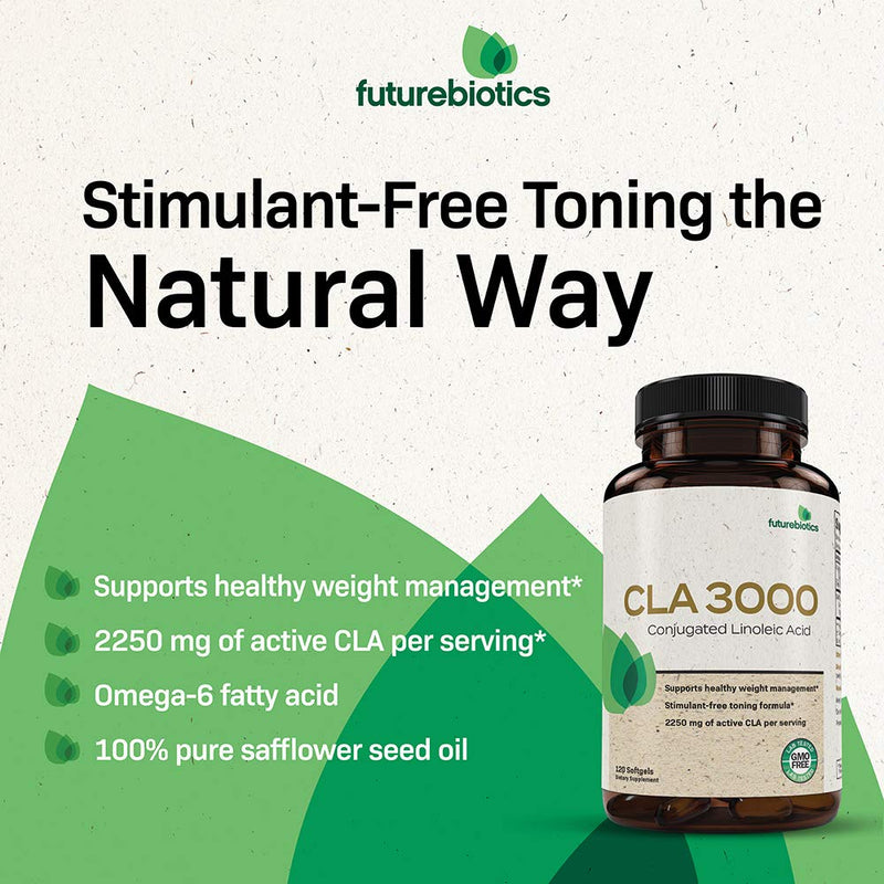 Futurebiotics CLA 3000 Extra High Potency – Naturally Supports Healthy Weight Management, Increase Lean Muscle Mass - Non-Stimulating Conjugated Linoleic Acid, Non GMO, 120 Softgels - NewNest Australia