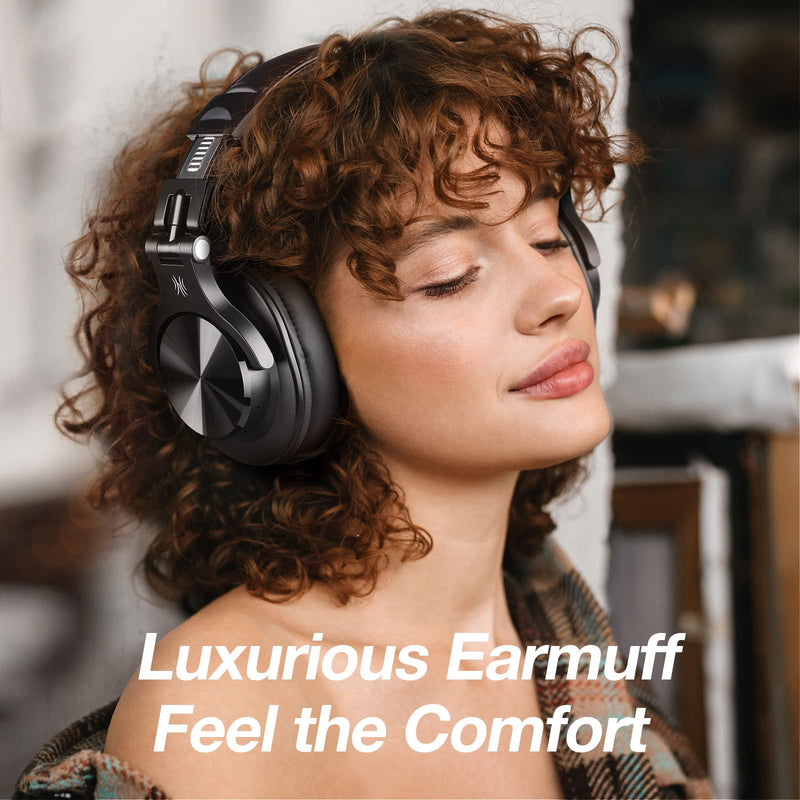 OneOdio A70 Bluetooth Headphones Over Ear, 72 Hrs Playtime, Monitor Level Stereo Sound Quality, Foldable Wireless＆Wired DJ Headphone, Professional Studio Headphones for DJ/TV/PC/Phone Black - NewNest Australia
