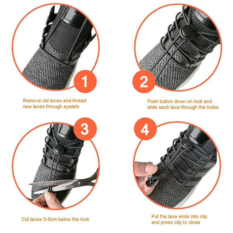Elastic Laces, Quick Lacing System, Yoczox 120 Cm Rubber Cords, Quick Lacing System, Locks Speed Locks, Comfortable Laces With Quick Release Without Tying, Ideal For Different Shoes, 1 Pair - NewNest Australia