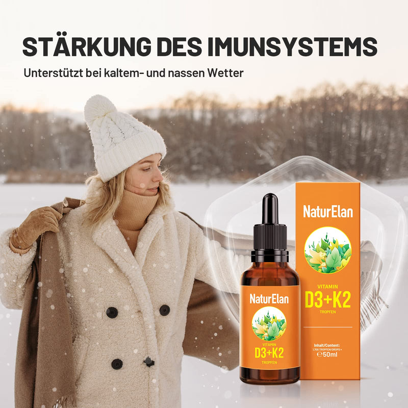 Vitamin D3 K2 high-dose drops - 50ml, 1000 IU vitamin D3 per drop, vegetarian, without additives, produced in Germany - NewNest Australia