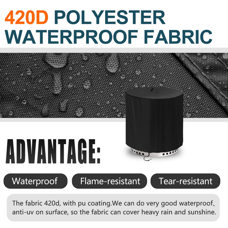 Fire pit cover for SoIo Stove Bonfire Round - Black 22 inch Heavy Duty 420D Strong water-proof, dust- proof, Sun protection, suitable for camping fire pit accessories, draw rope windproof design Bonfire - 22" - NewNest Australia