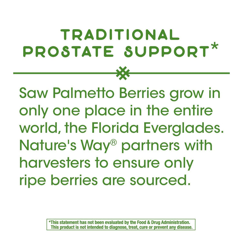 Nature's Way Saw Palmetto Berries; 585 mg; Non-GMO Project Verified; TRU-ID Certified; 180 Capsules - NewNest Australia