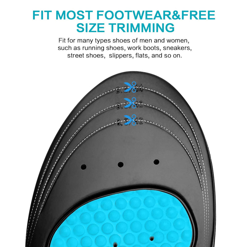 MOISO Memory Foam Orthotic Insoles for Plantar Fasciitis with Arch Support Shock Absorption Metatarsal Pad Stoma Design for men & women 8-10.5 UK Women / 7.5-10 UK Men Black - NewNest Australia