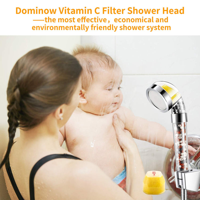 Vitamin C Filter Shower Head with 3 Replacement Balms - Handheld High Pressure Shower Head Remove Chlorine for Hard Water Softener with Citrus Smell for Hair Loss, Dry Skin - NewNest Australia