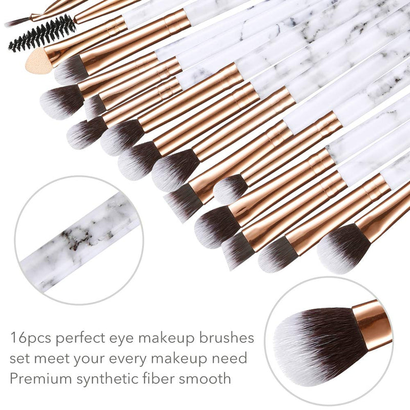 Eye Makeup Brushes Set DUAIU 16Pcs Eyeshadow brushes Premium Synthetic Makeup Brushes Eyebrow Eyeliner Blending Marble Handle Brushes Sets with Pink Cosmetic Bag Eyebrow Tweezers Nose Scissors - NewNest Australia