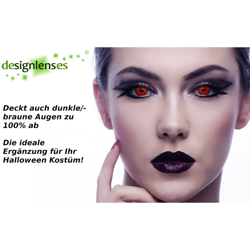 Designlenses, Colored Day Lenses Contact Lenses Red Without Prescription For Halloween Costume As Vampire, Carnival, Devil & Cosplay - 2 Pieces (1 Pair) Red Eye Lenses Colored Lenses - NewNest Australia