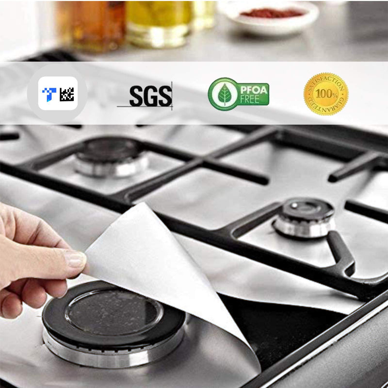 Forsisco Stove Burner Covers Upgraded Double Thickness Stove Covers for Gas Burners Silver Nonstick Gas Stove Burner Liners Reusable Kitchen Guardian Gas Stove Top Protector (8pcs) - NewNest Australia