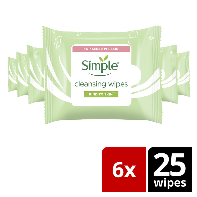 Simple Kind to Skin Cleansing UK's #1 facial skin care brand* Facial Wipes for sensitive skin 25 pc pack of 6 - NewNest Australia