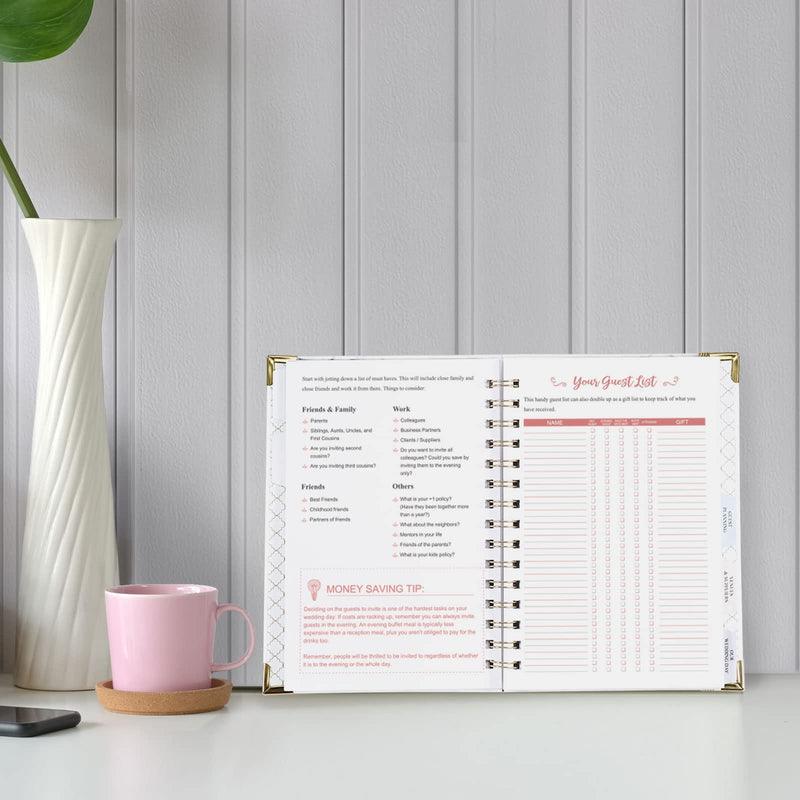 Wedding Planner - Purple White Wedding Planner Book and Organizer for The Bride with 5 Tabbed Sections, 6.5" x 8.75", Hardcover with Metal Corner + 5 Inner Pocket + Sticker + Notes Pages - NewNest Australia