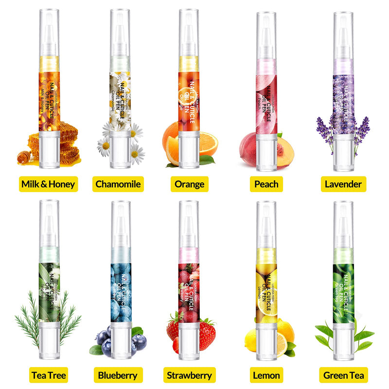 Lagunamoon 10 Pack Cuticle Oil Pens for Nail Care, 5ml Nail Oil Pens with Natural Ingredients to Moisturize and Nourish Dry Nails and Cuticles, Cuticle Oil to Prevent Nail Cracking and Hangnails Pack of 10 - NewNest Australia