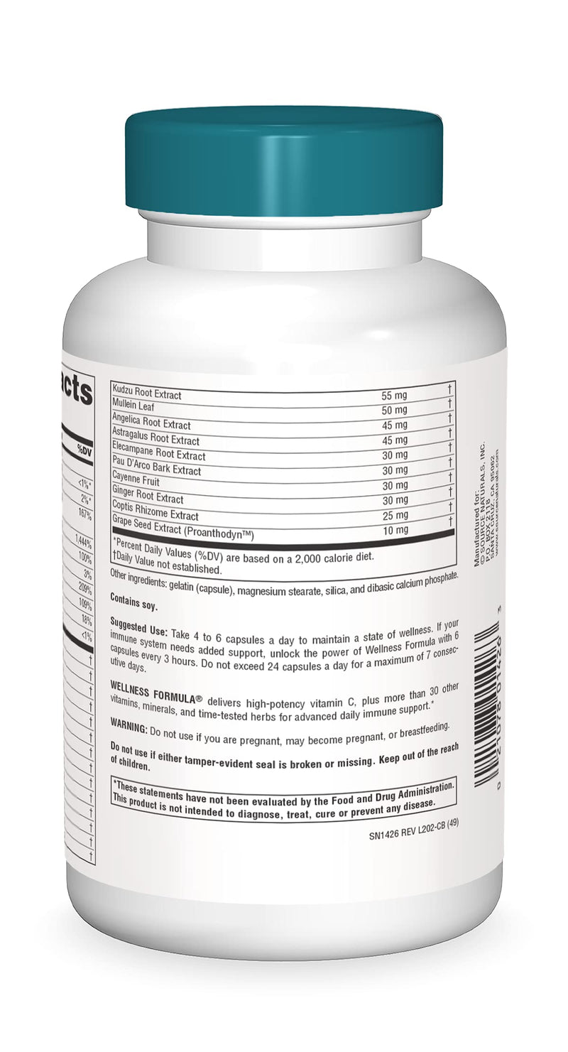 Source Naturals Wellness Formula Bio-Aligned Vitamins & Herbal Defense For Immune System Support - Dietary Supplement & Immunity Booster - 240 Capsules - NewNest Australia