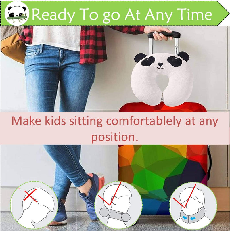 Cute Neck Travel Pillow for Kids, Support Kid's Head, Chin While Sleeping at Car Seat, Stroller, Airplane, Bus Travelling, Soft U Shaped Animal Neck Support Pillow for Toddlers, Panda - NewNest Australia