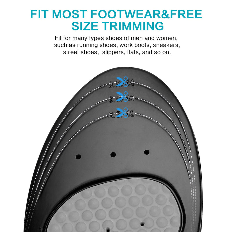 MOISO Memory Foam Orthotic Insoles for Plantar Fasciitis with Arch Support Shock Absorption Metatarsal Pad Stoma Design for Men & Women 8-10.5 UK Women / 7.5-10 UK Men Black - NewNest Australia
