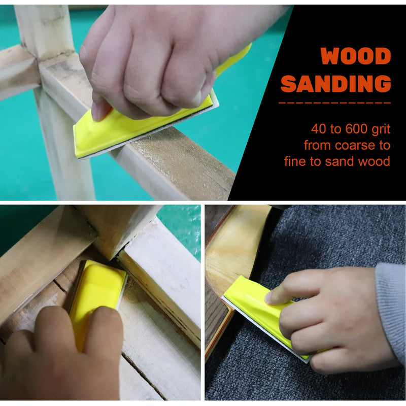 POLIWELL Micro Sanding Tools 3.5” x 1” Detail Sander for Small Projects, Mini Handle Sander Kit+ Sandpaper 40 80 120 180 240 400 600 Grit for Crafts Wood Finishing Tight Narrow Spaces, 120 PCS - NewNest Australia