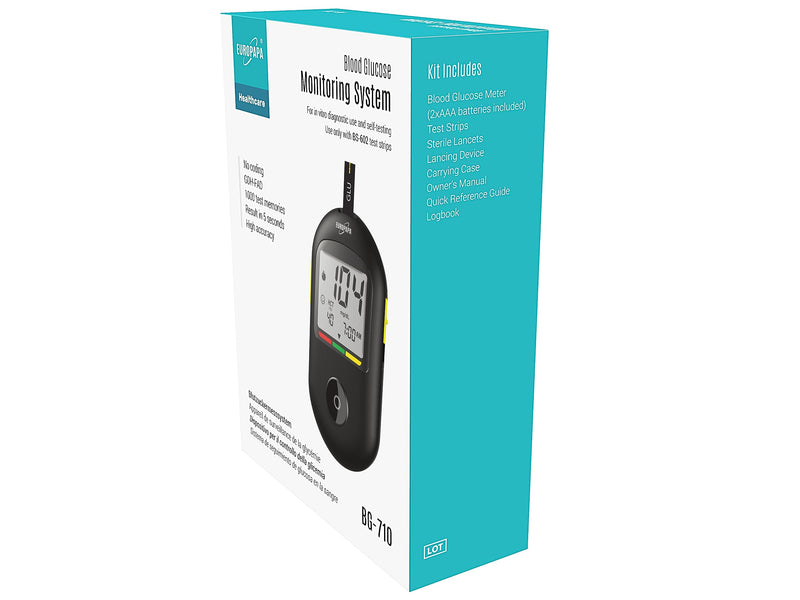 Europapa Blood Glucose Meter With 10 Pieces Of Blood Sugar Test Strips And 10 Pieces Of Blood Lancets And Lancing Device, Blood Sugar Measuring System Diabetes Set Mg/Dl For Blood Sugar Self-Monitoring (Black) Black - NewNest Australia