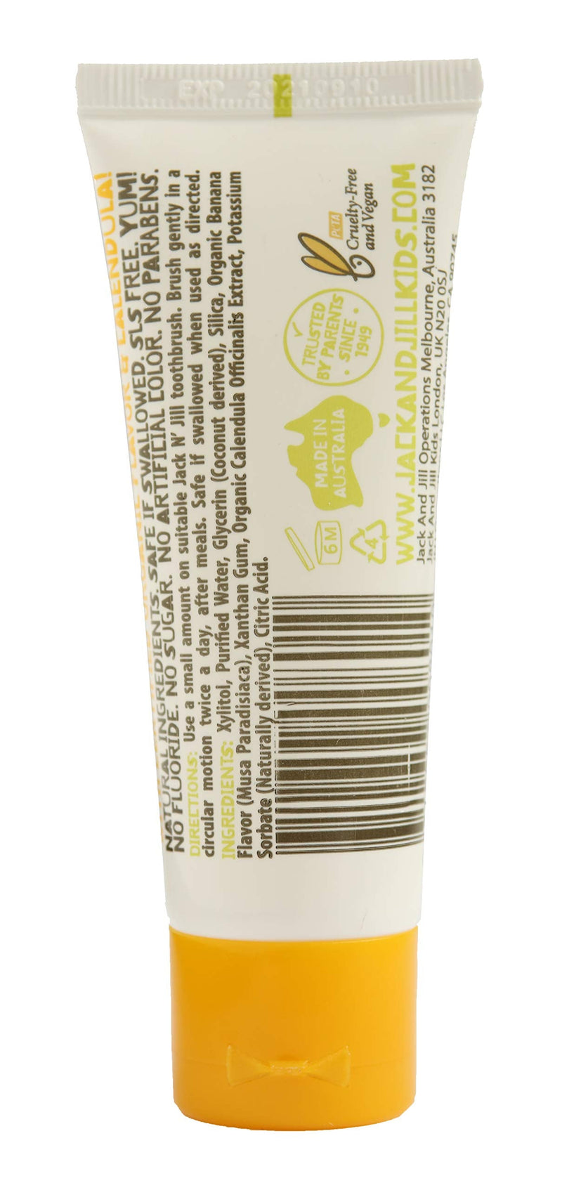 Jack N' Jill Natural Kids Toothpaste - Banana & Raspberry - Organic, Gluten Free, Vegan, BPA Free, Fluoride Free, SLS Free, Dairy Free - Make Toothbrushing Fun for Kids - 1.76 oz (Pack of 2) - NewNest Australia
