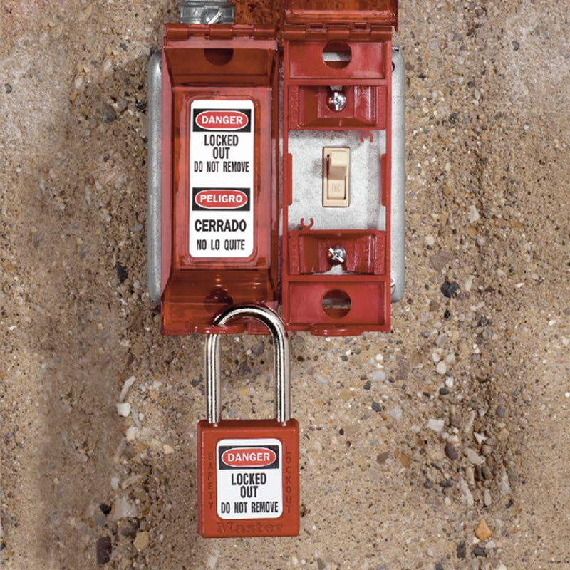 Master Lock 496B Lockout Tagout Universal Wall Switch Cover, Red 0.312 in. Shackle Diameter - NewNest Australia