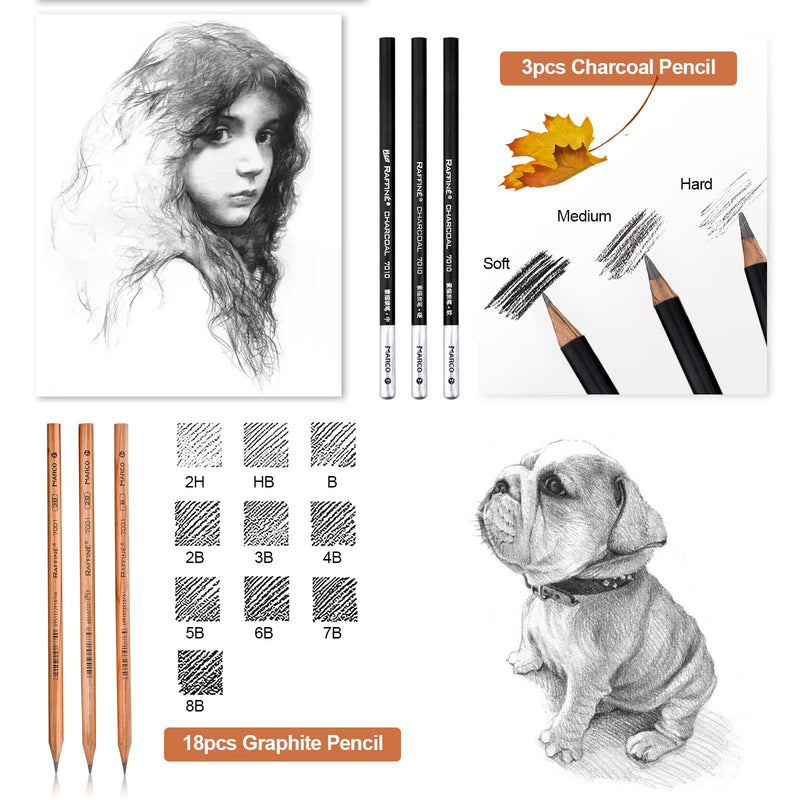 YunQiDeer Drawing Pencils, Sketch Pencils Art Supplies Kit for Kids Adults, Professional Sketching Art Graphite Charcoal Pencils Set - NewNest Australia