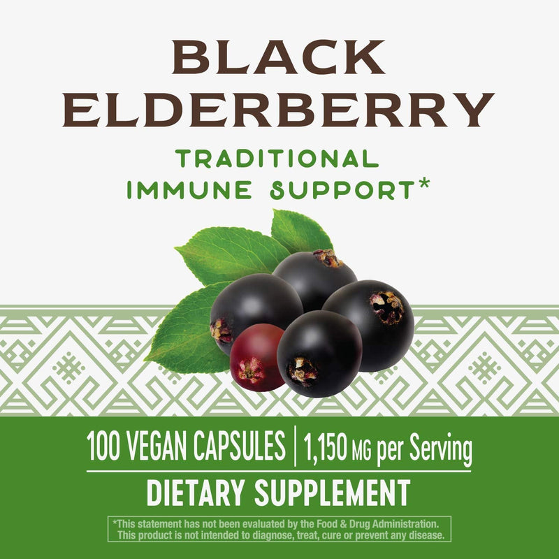 Nature's Way Black Elderberry, 1,150 mg per serving, 100 VCaps (Packaging May Vary) - NewNest Australia