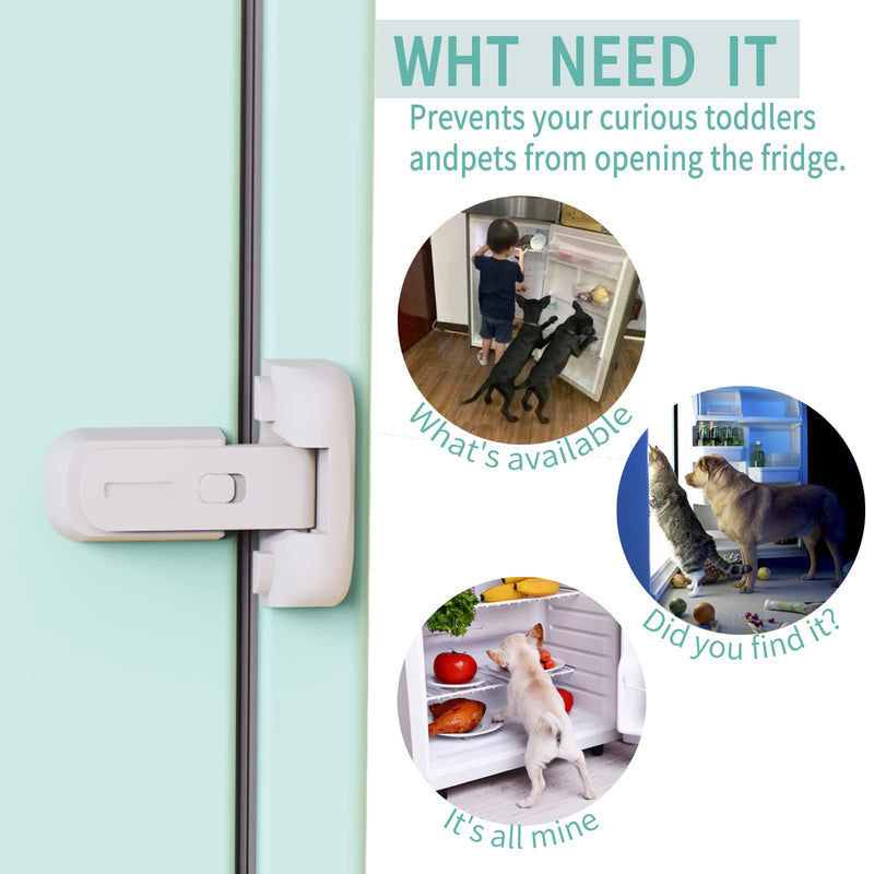 Qinzcp 1 Pack Updated Baby Safety Proof Fridge Latch Lock to Keep Door Closed,Child Proof Refrigerator/Fridge/Freezer Door Lock for Toddlers and Kids,no Tools Need or Drill (White) White-1pcs - NewNest Australia